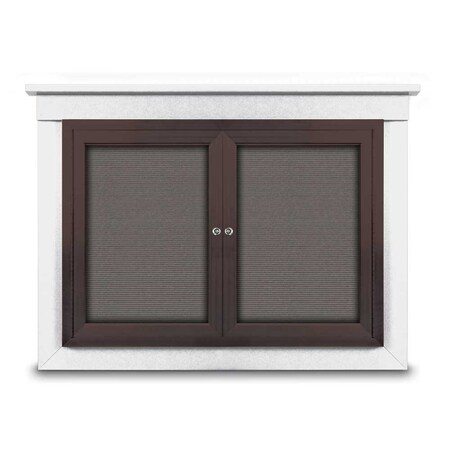 United Visual Products 60"x36" 2-Door Enclosed Letterboard, Blue Vinyl/Lt Oak UV2625O-LTOAK-BARBLU